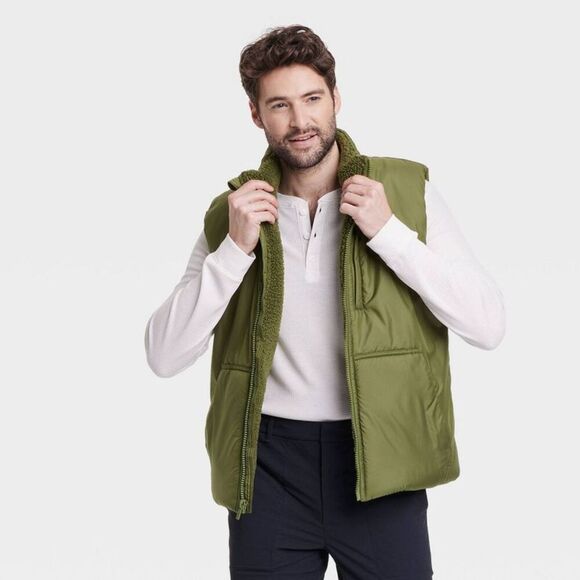All In Motion -  Men's Puffer Vest Sleeveless Jacket  Green - Picture 1 of 2